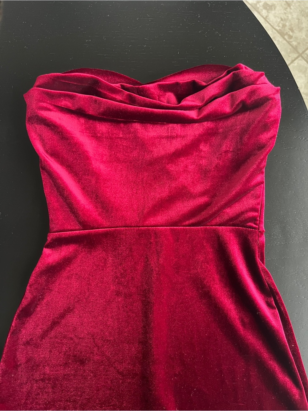 Windsor Strapless Velvet Dress in Wine Red